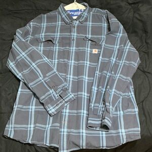 Carhartt Gray and Blue Plaid Shirt